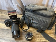 Canon T50 Camera 35mm Film w/ FD 50mm 1:1.8 Albinar 70-210 Lens Case Speedlite