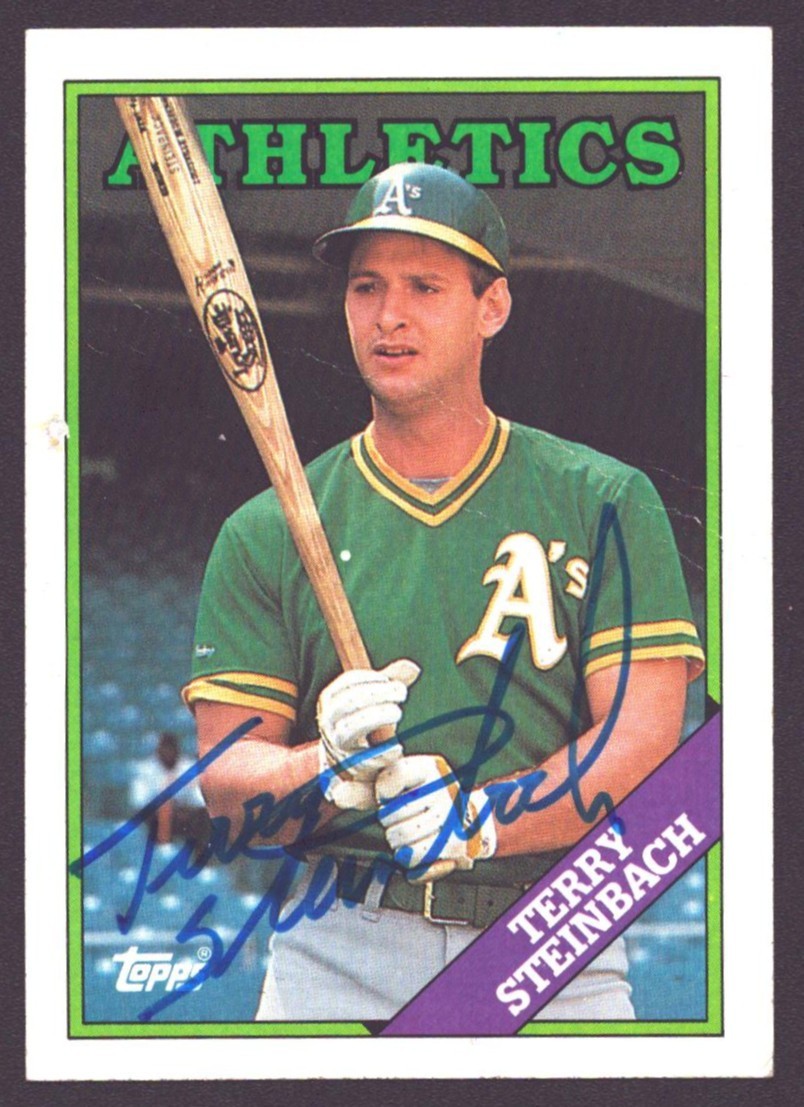 TERRY STEINBACH 1988 Topps #551 AUTOGRAPH Signed A's AUTO Twins