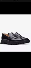 Image of Clarks Ladies STAYSO EDGE Black Leather Loafer Shoes Size 4.5