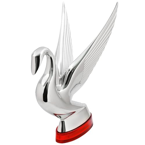  47982 Chrome Swan Hood Ornament with 6 LED Glow Base Red/Red - Picture 4 of 7