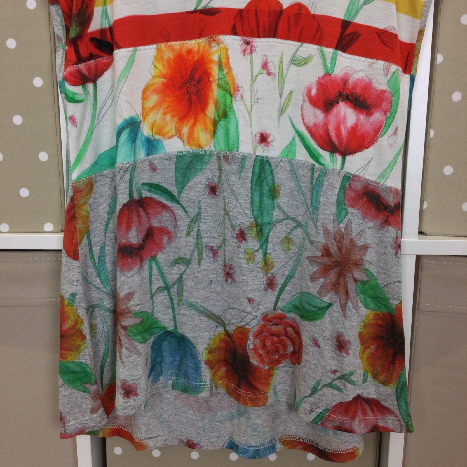 Desigual Vest Top Medium Colourful Graphic Floral Stripe Sleeveless Stretch image 6