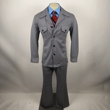 Vtg Haggar Leisure Suit Mens 42 L Jacket 32 30 Bell Bottom Pants 70s Disco Mod