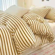Autumn/winter New Milk Velvet Stripe Single Duvet Set Fleece Blanket Quilt Cover