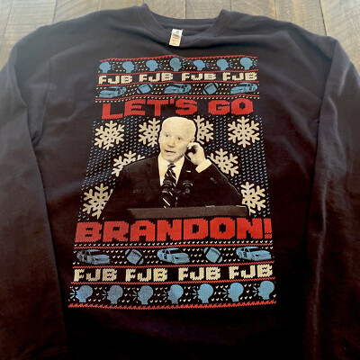 Let's Go Brandon FJB Sweatshirt Size XL Navy Blue Biden Trump Ugly ...