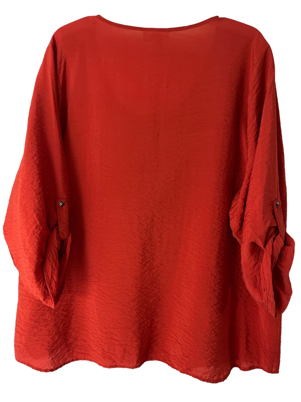 Dressbarn 3X Top Deep Coral Embellished Scoop Neck 3/4 Sleeves Plus