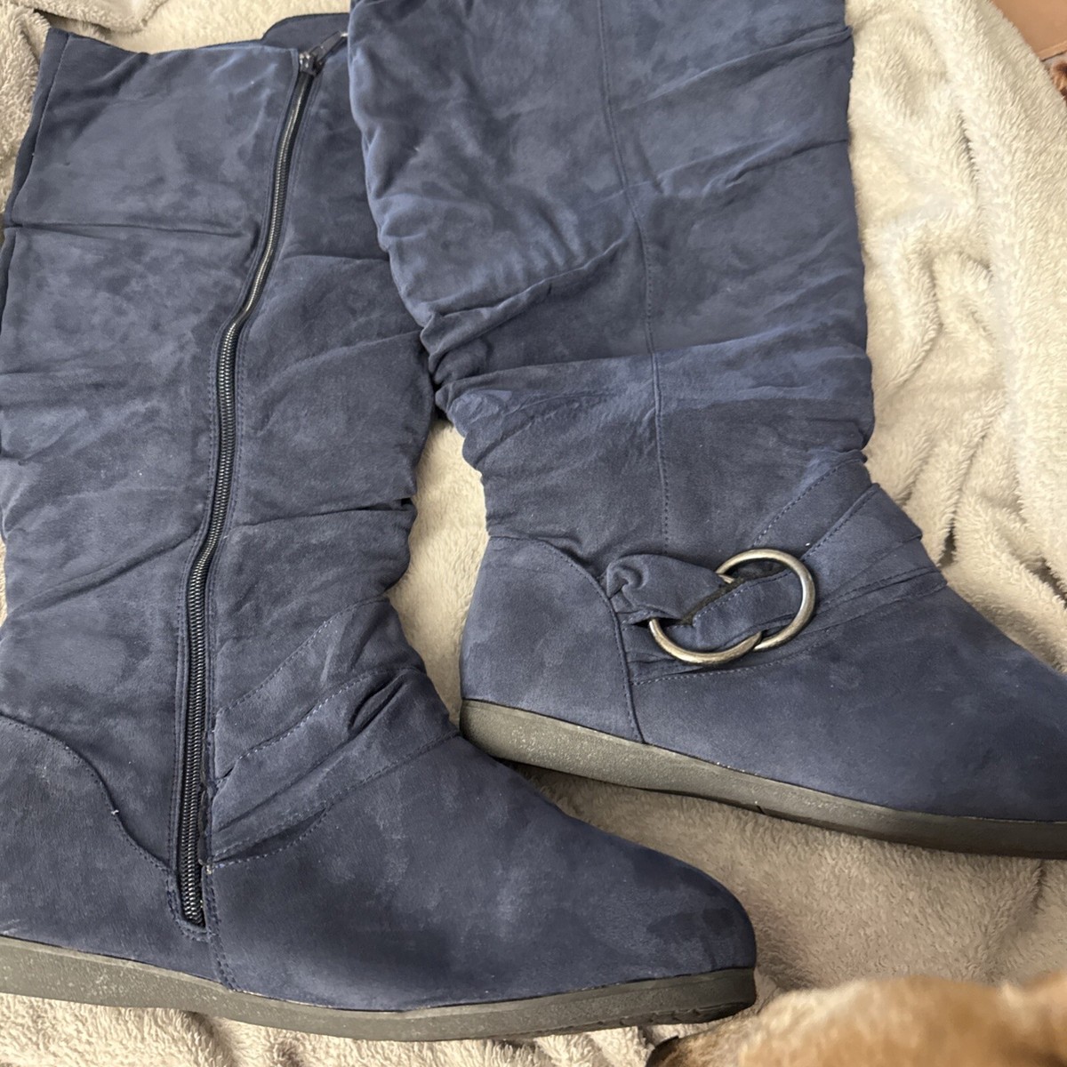 Suede Boots Grey Wide Width Boots Wide Fit Faux Suede Stiletto