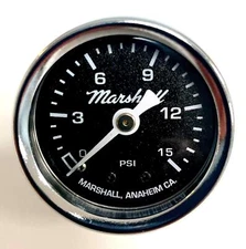 Marshall Gauge 0-15 psi Fuel Pressure Oil Pressure Gauge Black 1.5" Diameter
