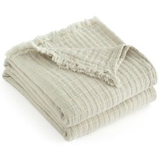 Muslin Bed Blanket 100 Cotton Blankets for Bed90"x90" Queen Size Lightweight...