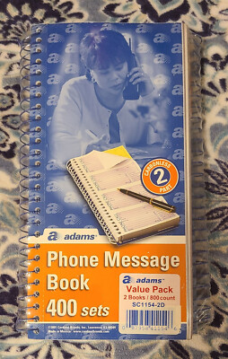 Adams Phone Call 400 Message 2 Part Carbonless Duplicate Spiral Bound Log Book