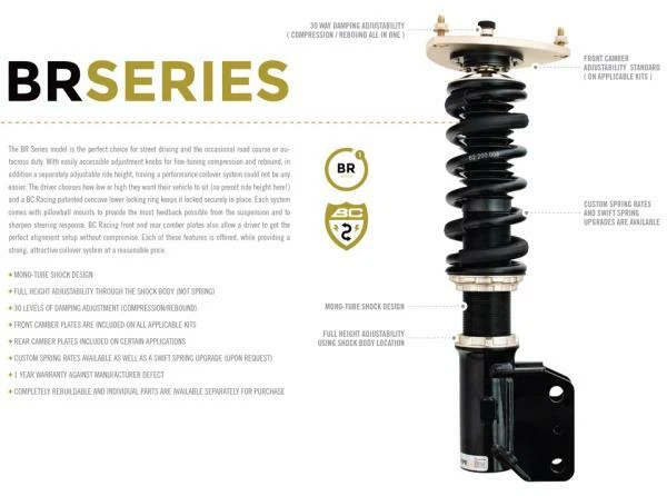 BC Racing BR Series Extreme Low Coilover Shock Spring Kit for Acura TLX 2015+ - Изображение 2 из 4