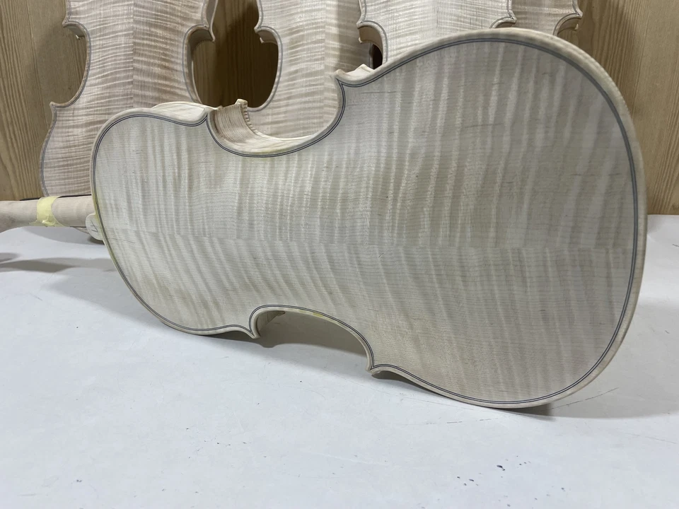 4/4 size Unfinished Violin with Tiger Flame Maple Back white Handmade violin - Image 4 of 4