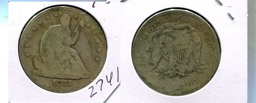 1875 S LIBERTY SEATED SILVER HALF DOLLAR GOOD 2741T