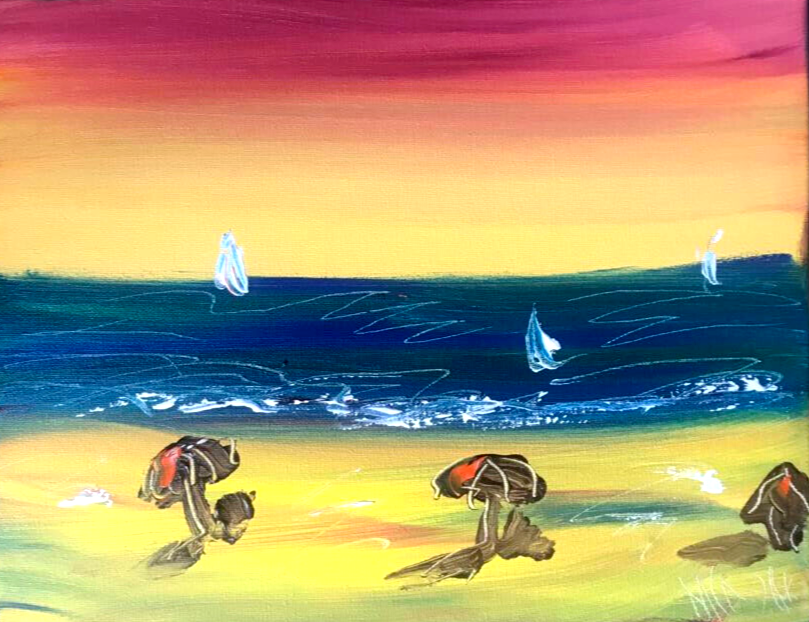 SEASCAPE  MODERN PAINTING  IMPRESSIONIST CANVAS ORIGINAL OIL CANVAS