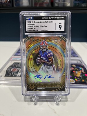 2022-2023 Bowman Inception Anthony Richardson Gold /50 Auto 10 CSG 9 UF GATORS
