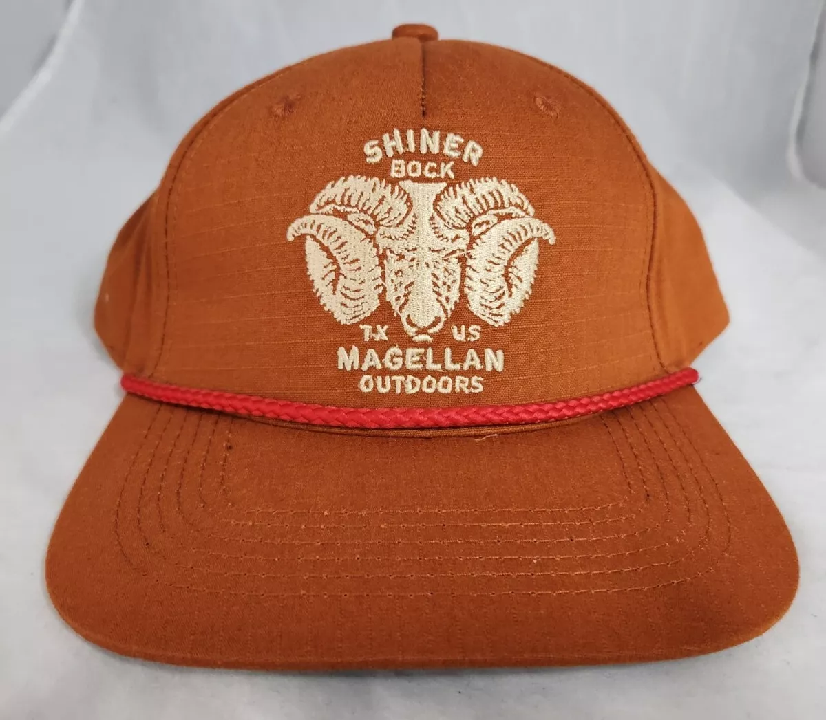 Magellan Outdoors & Shiner Bock Ripstop Camel TX Orange Hat Snapback Cap NWT