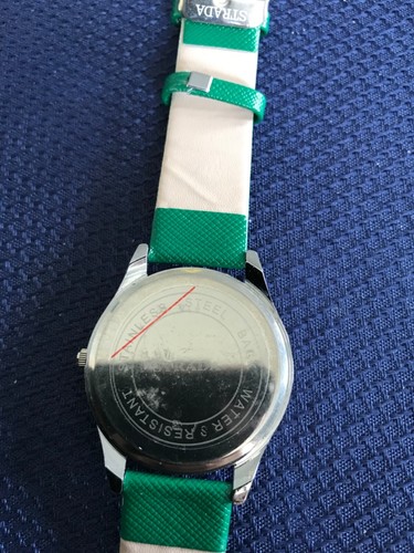 STRADA Ladies Fashion Watch Green Band & Face Silver Tone Bezel w/ New Battery - Picture 2 of 6
