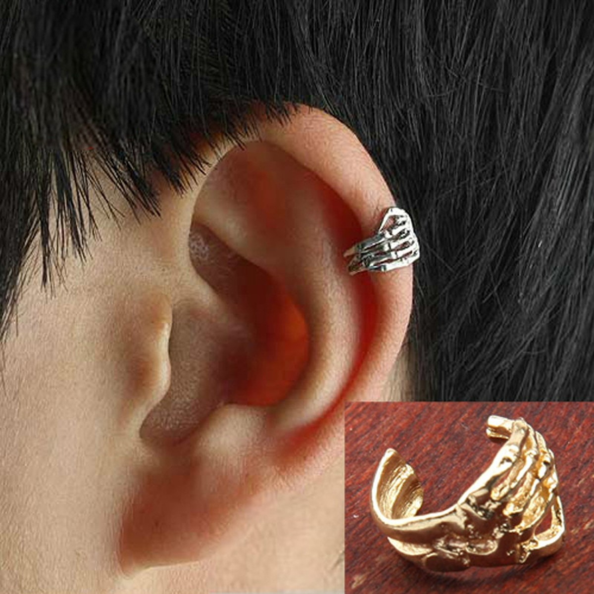 Ear Cuff Skeleton Hand Cartilage Clip Earring Goth Punk Fashion