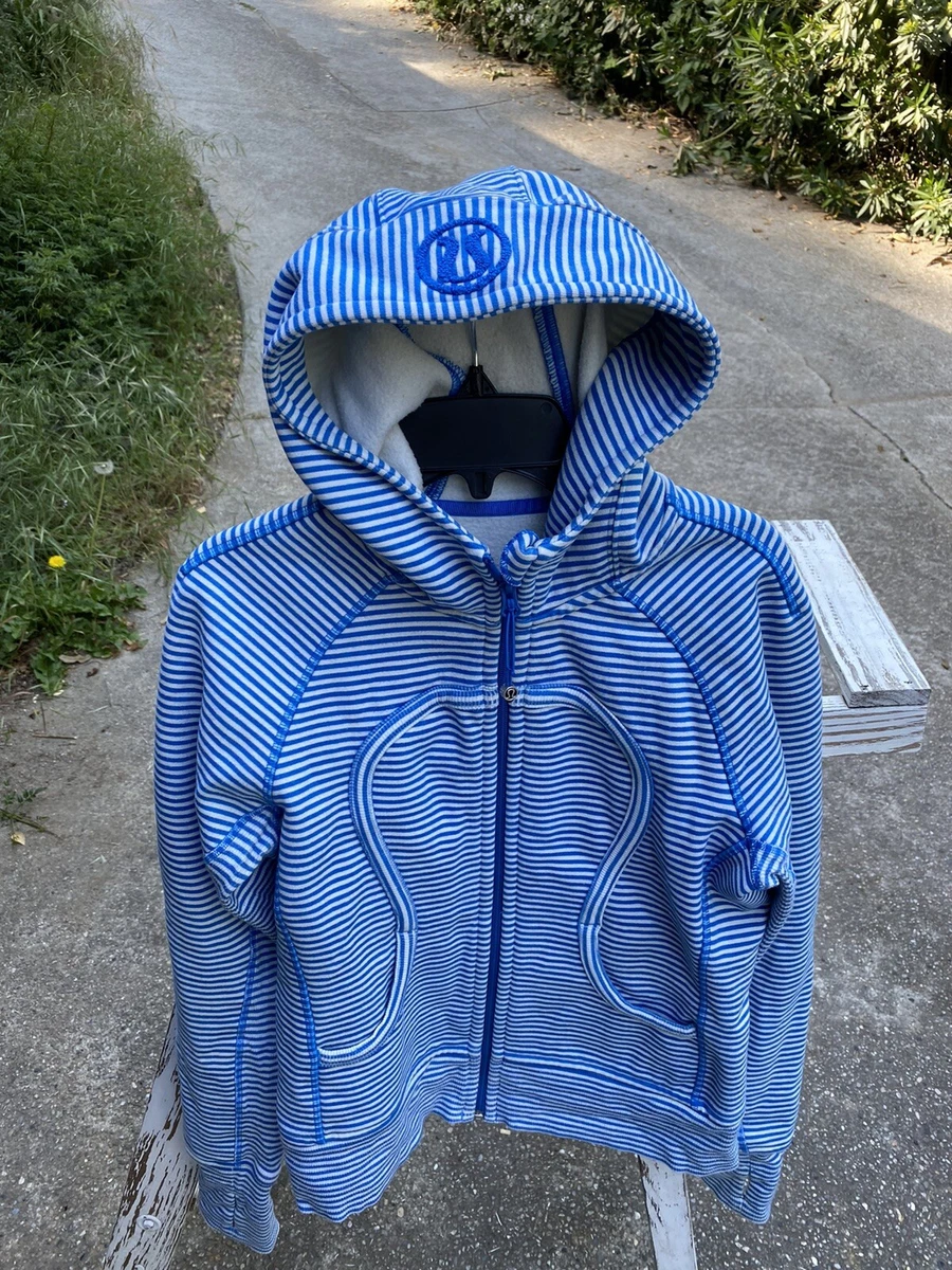 Lululemon Scuba Hoodie Slope Stripe Printed Polar Cream Beaming Blue Size 6