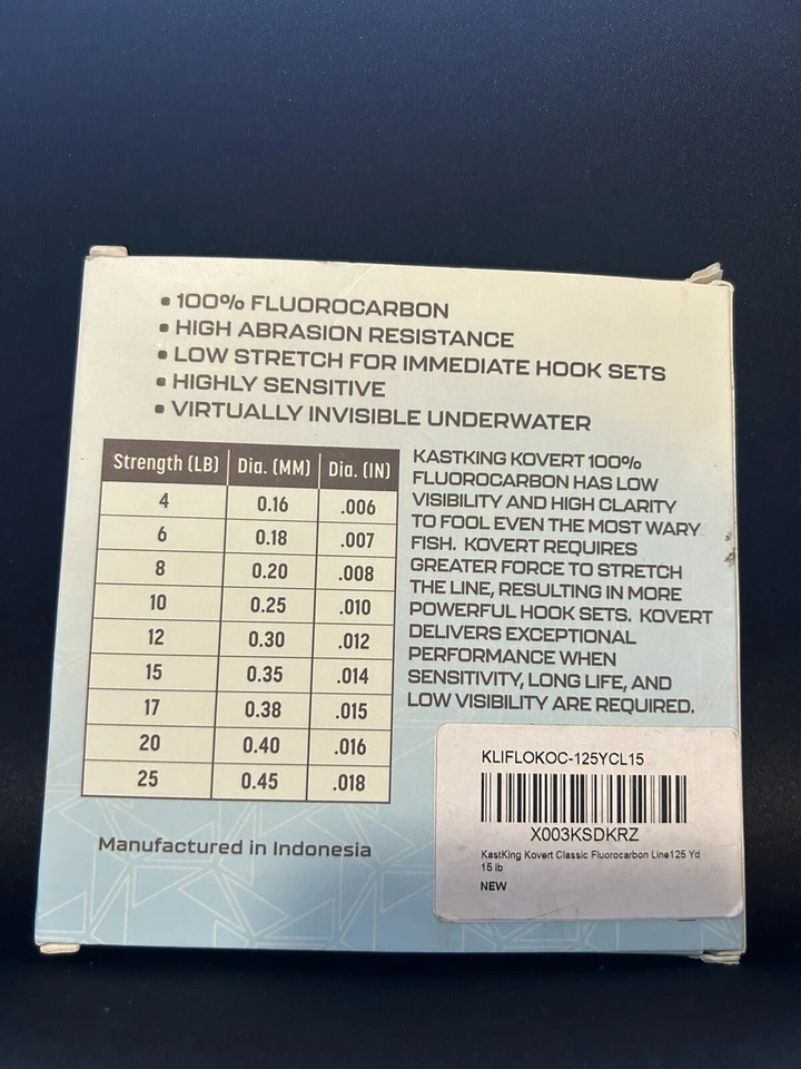 Рыбалка на 100% фторуглерод Kovert Blue Water 15 фунтов (6,8 кг) 0,87 мм - 125 ярдов - Изображение 3 из 4