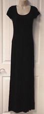 FOREVER 21 short sleeve one front slit black maxi dress size S