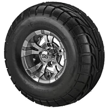 (4) Golf Cart 22x10-10 LSI Elite Street Tires on 10" Gunmetal Vampire Wheels