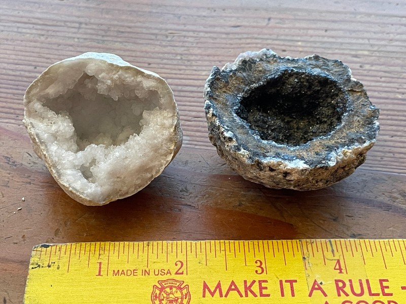 1 PAIR Quartz and Agate Crystal Geode Half Display Stones ~ Natural/Rough