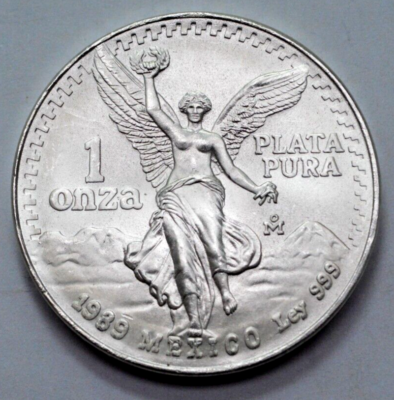 1989 UNC 1 Oz 999 Fine SILVER MEXICO Libertad Pura Plata Rare