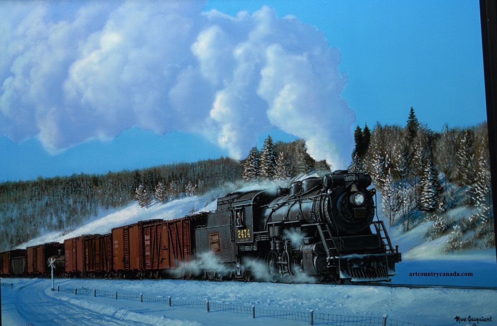 Max JACQUIARD A Winter Freight Canvas ART 20