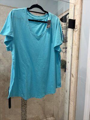 NWT~CROWN & IVY~2X Blue Green Flutter Sleeve  ~V- neck ~Tunic Blouse $59.50