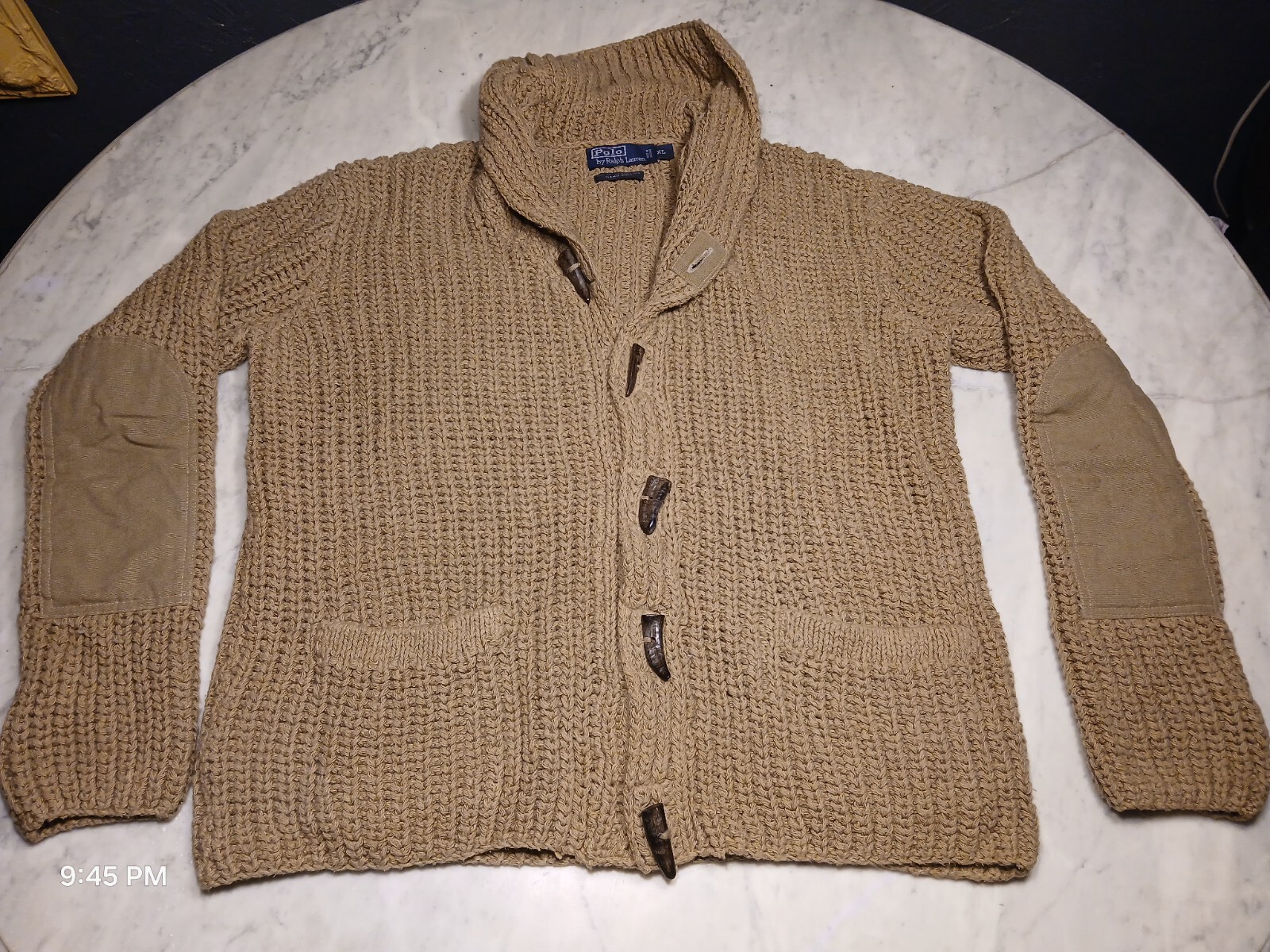 NWOT Polo Ralph Lauren Shawl Collar Sweater Cardigan Men XL  Hand Knit Wool