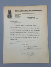 1919 JI CASE THRESHING MACHINE Antique FARM Advertising Letter DES MOINES IOWA