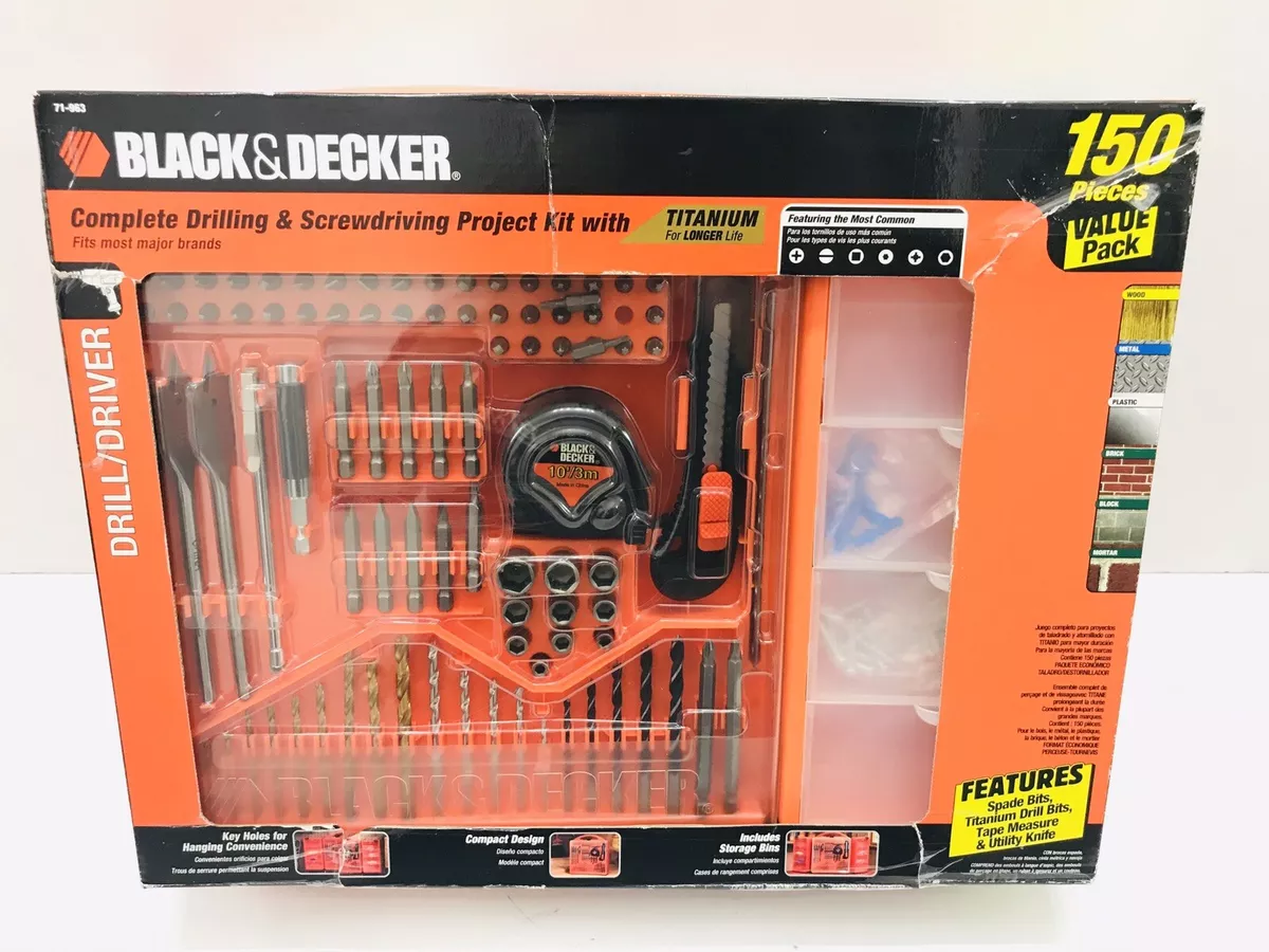 BLACK DECKER Drilling and Screwdriver KIT 71 963 150 Pieces In Case NEW