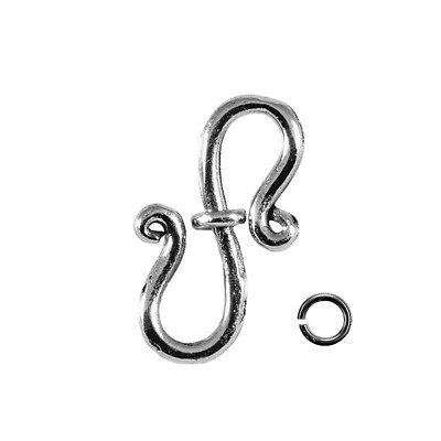 S-Haken mit Ring 850 Silber Kettenverschluß  Mittelalter Verbinder f. Erbskette