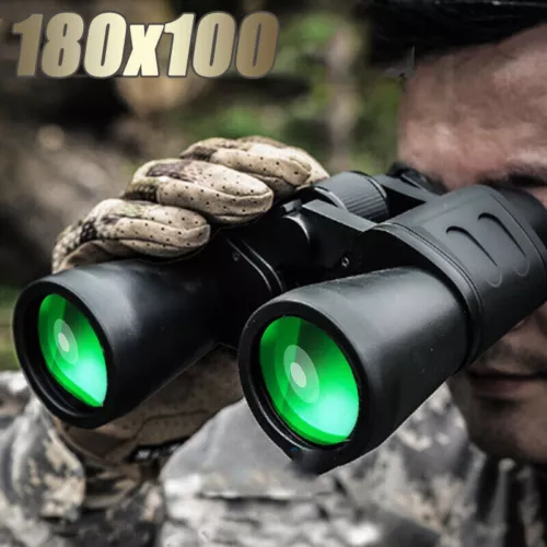 180x100 High Power Military Binoculars Day/Low Night Vision Waterproof Hunting - Picture 1 of 13