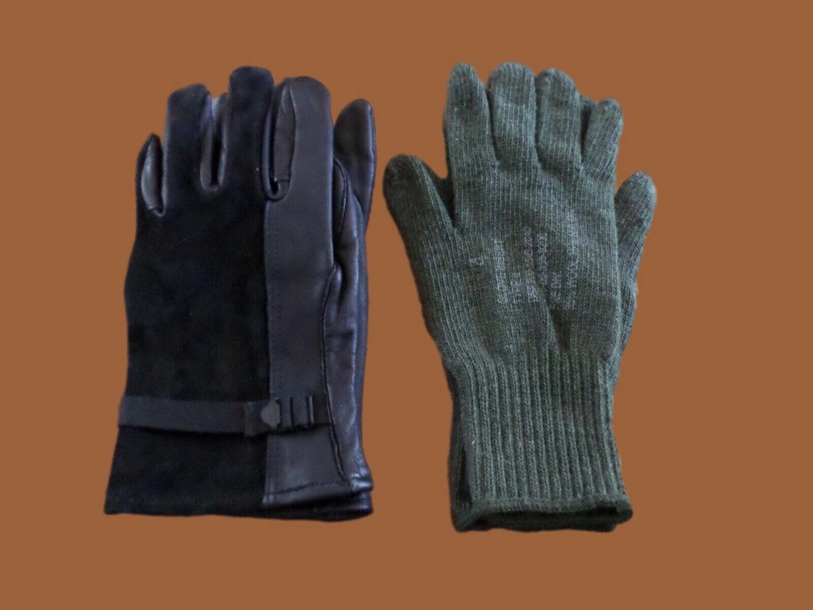 MILITARY USMC STYLE D-3A LEATHER GLOVES COLD WET WEATHER SIZE 4 MEDIUM W/LINER