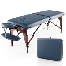 2 Fold Massage Table Portable Lash Bed Foldable Spa Table w/Carrying Case Navy