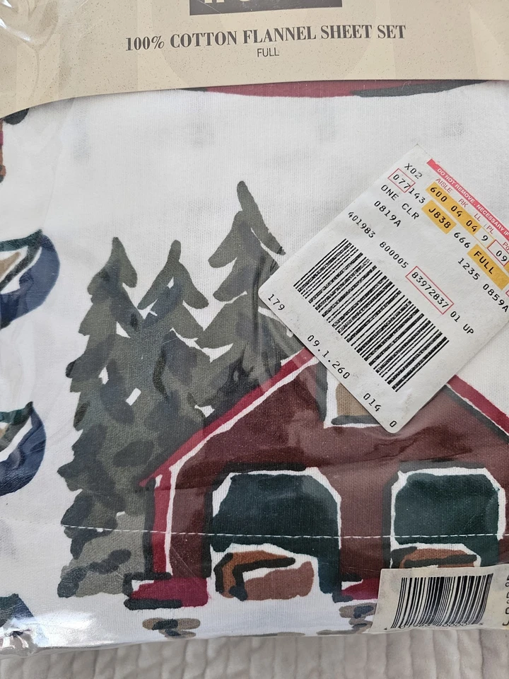 Vintage Eddie Bauer Farmhouse Country 100 Percent Cotton Flannel Sheet Set  - Image 2 of 4