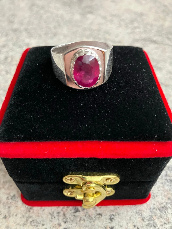 100% Natürliche Herren Rubin Ring ca.Taubenblutrot GGI Zertfikat Edelstein pigeo - Bild 3 von 4