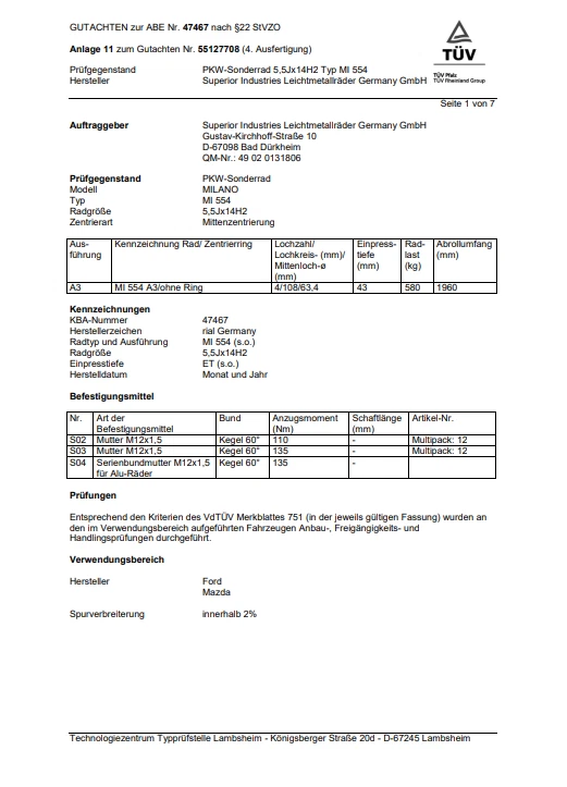 Rial Alufelge Ford Fiesta Fokus Fusion Ka+ Mondeo 5,5Jx14 4x108 ET43 KBA 47467 - Bild 3 von 4