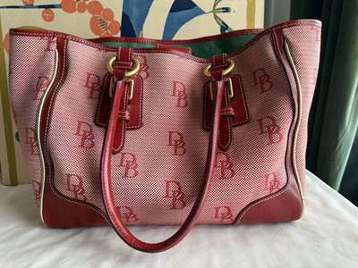 Dooney Bourke Florentine Jacquard Taylor Shopper Bag Red W/Red Trim