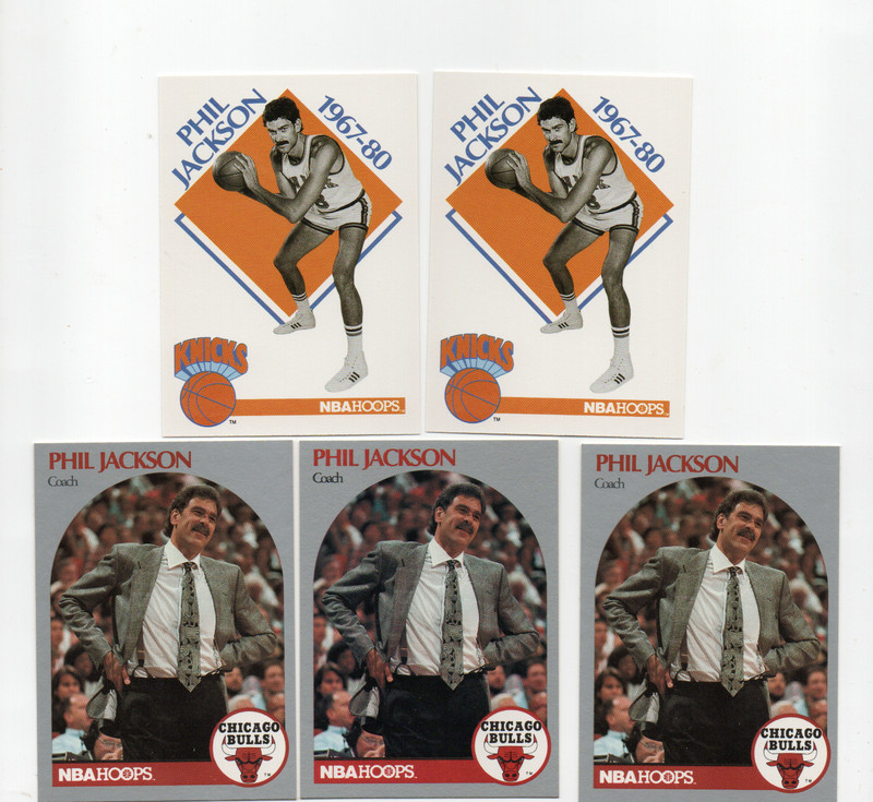PHIL JACKSON CHICAGO BULLS 1990-91 NBA HOOPS 5X HOF LOT PACK FRESH