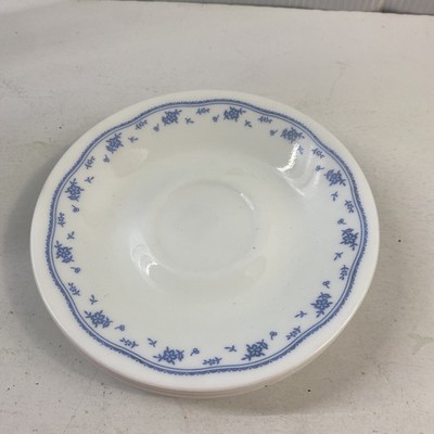 Vintage Corelle  Morning Blue Floral SET OF 5 Coffee Saucers EC Plus 2 Green (7)