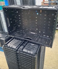 10 x USED FOLDING PLASTIC STACKING  CRATE BOX 60-40-8CM STORAGE 