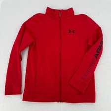 Kids Under Armour Red Full Zip Track Jacket Youth Large UA Logo