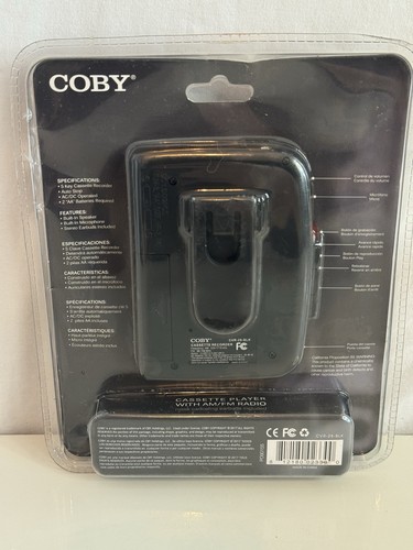 Coby CRV-28-BLK Cassette Recorder/Player AM-FM Radio Super Bass Earbuds NEW - Picture 2 of 6
