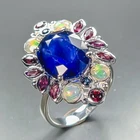 Vintage ring 8 ct Blue Sapphire Ring 925 Sterling Silver Size 7.75 /R471383