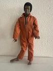 Vintage 1975 Hasbro 12" Team Adventure Black AA GI Joe Orange Outfit Muscle Body