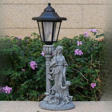 Statua Da Esterno Di Madre E Figli Con Luci Solari Grigie Per Patio Esterno E