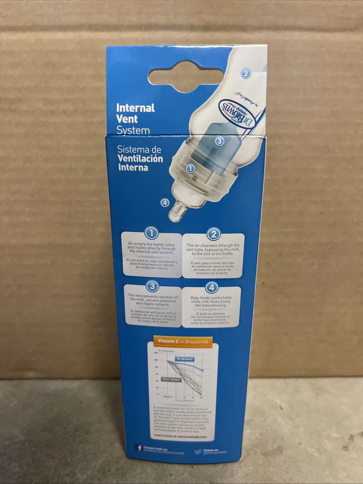 Biberones infantiles anticólicos Dr. Brown's Natural Flow 8 oz 250 ml caja abierta NUEVO Foto 3 de 4