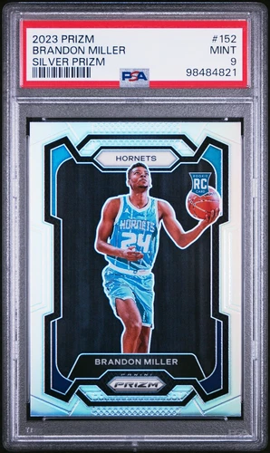 PSA 9 2023 Panini Prizm Brandon Miller Silver Prizm Rookie RC #152